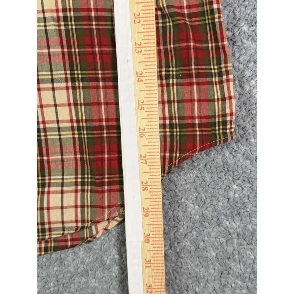 Vintage Ralph Lauren Shirt Red Green Tartan Plaid Button Down Mens Medium Pony